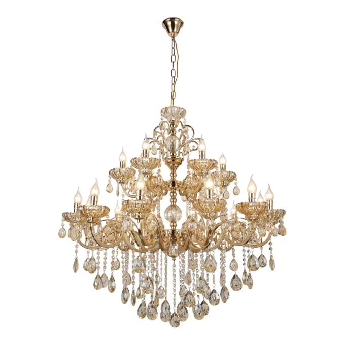 Lustre Sindora Metal Dourado e Cristal 18L E14 Ø1000x1200mm  DCD00409-12+6