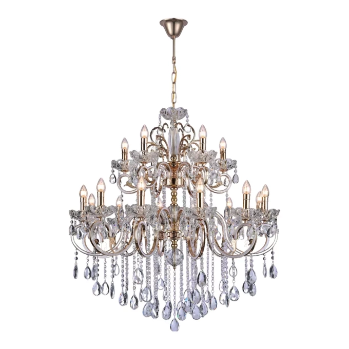 Pendente Sindora Metal Dourado e Cristal 18L E14 1000x1200mm DCD00480-12+6