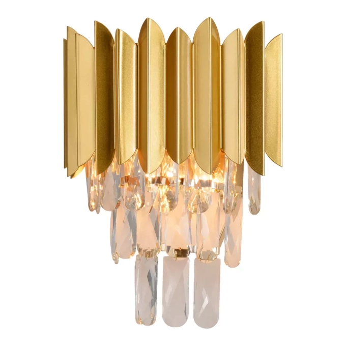 Arandela Sindora Metal Dourado e Cristal Transparente 2L E14 Ø300x220mm DCB00461