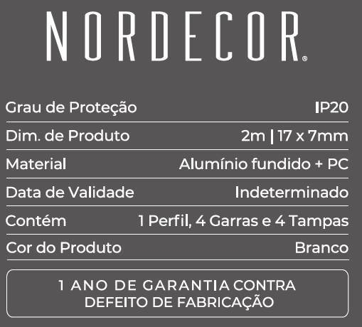 Perfil Sobrepor Nordecor Mov Branco 17x7mm Barra 2 metros 4329