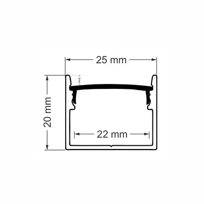 Perfil Sobrepor Alpertone Rigel 20x25mm Barra 3 Metros 700P3P / 700B3P