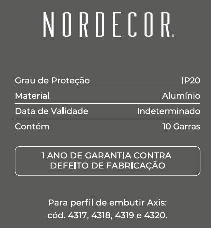 Kit Garra Nordecor para Perfil Axis de Embutir 10 unidades 4353
