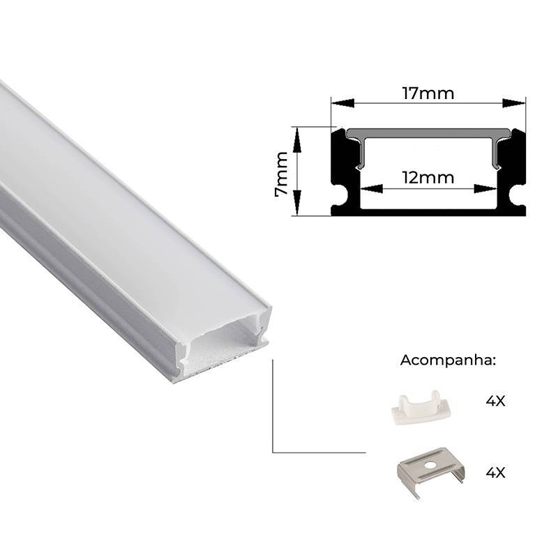 Perfil Sobrepor Nordecor Mov Branco 17x7mm Barra 2 metros 4329