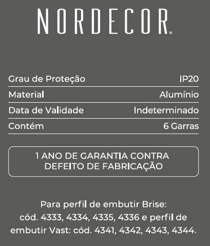 Kit Garra Nordecor para Perfil Vast/Brise de Embutir 6 unidades 4355