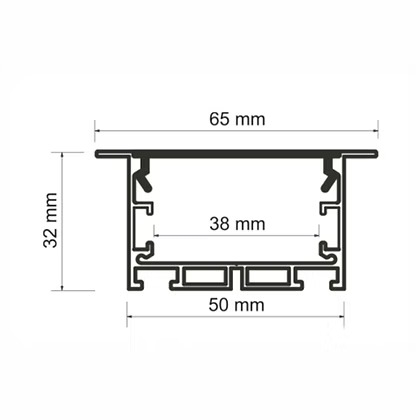 Perfil Embutir Alpertone Pollux 65x32mm Barra 2 metros 532B2T / 532P2T
