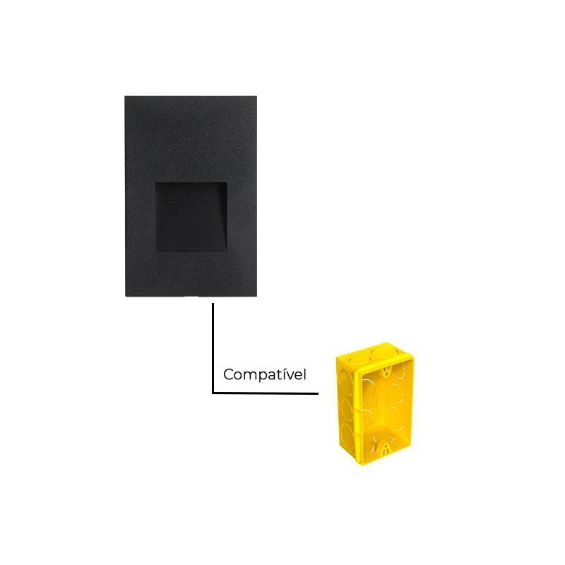 Balizador de Parede Nordecor Embutir Maja Vee Preto 2 watts IP65 3000K Bivolt 115x76x28mm 2975