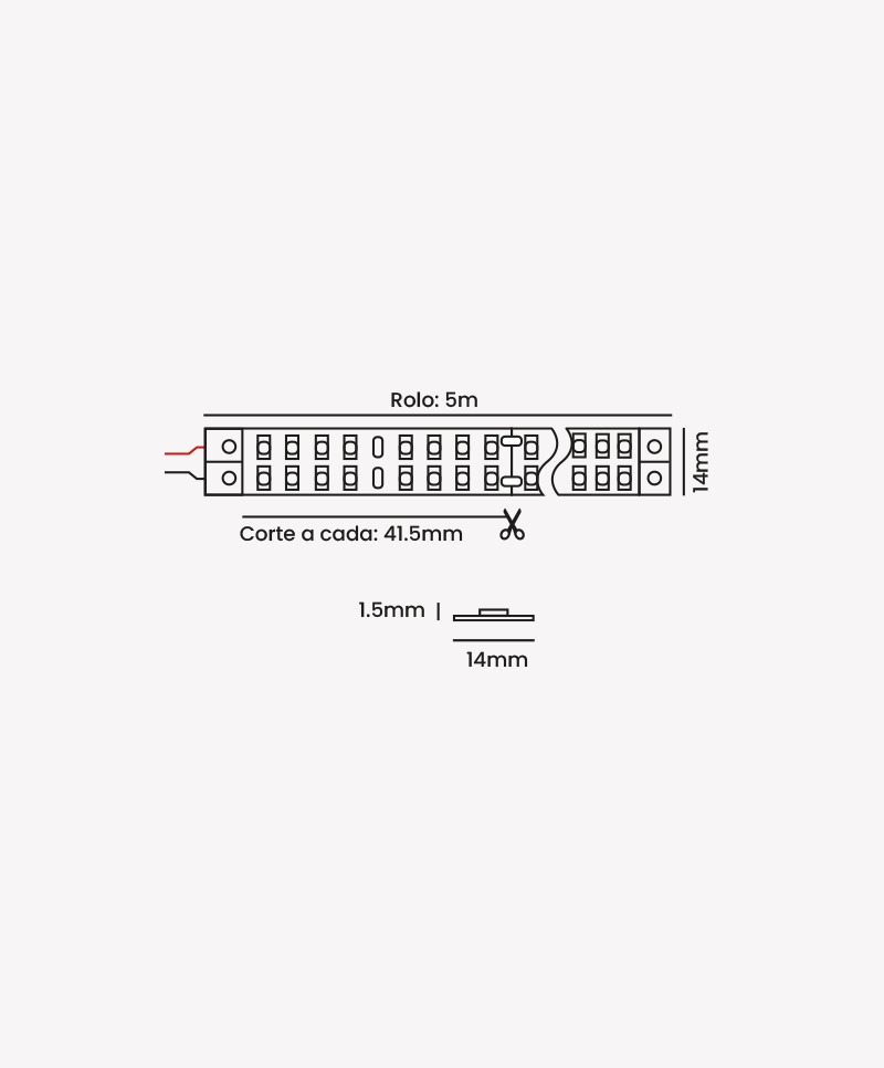 Fita de LED Opus 30 watts/m 24V 4000K 384 leds IP20 IRC95 14mm 3800 lumens (Rolo 5 metros) OPS 88200