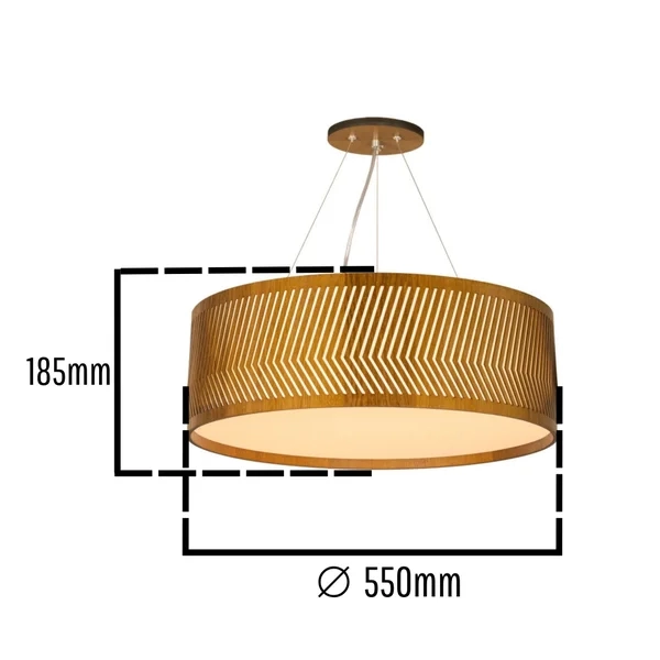 Pendente Classic Lar Balaio Slim 55 Madeira 5L E27 Ø550x185mm 1131
