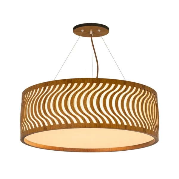 Pendente Classic Lar Ondas Slim 55 Madeira 5L E27 Ø550x185mm 1137
