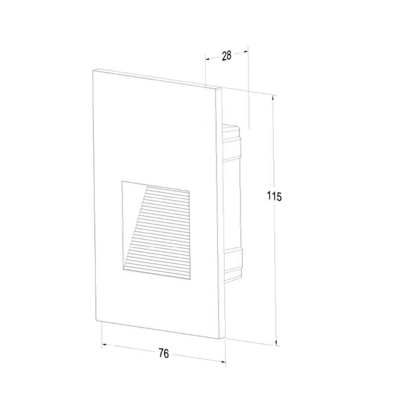 Balizador de Parede Nordecor Embutir Maja Vee Preto 2 watts IP65 3000K Bivolt 115x76x28mm 2975