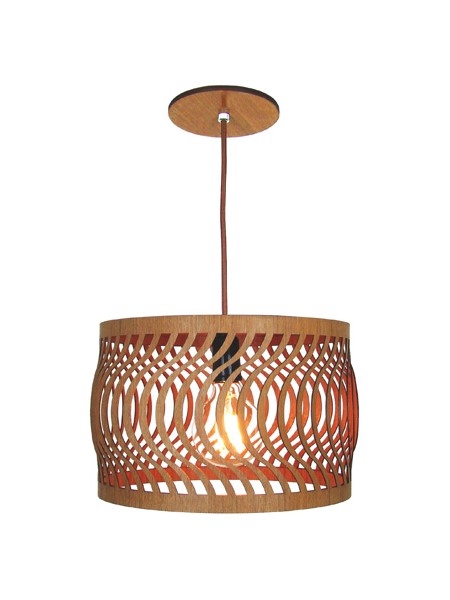 Pendente Classic Lar Ondas 28 Madeira 1L E27 Ø275x185mm 1072
