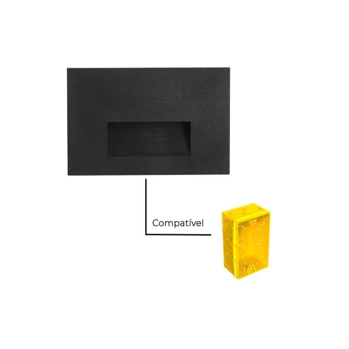 Balizador de Parede Nordecor Embutir Maja Linn Preto 2 watts IP65 3000K Bivolt 115x76x28mm 2977