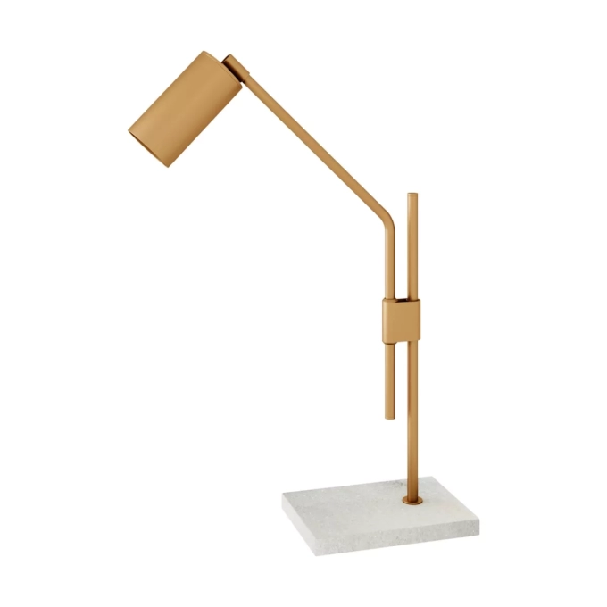 Abajur Foco Metallo Cilindro Articulado Base Mármore 1L Dicróica Ø64x397x561mm AB 212