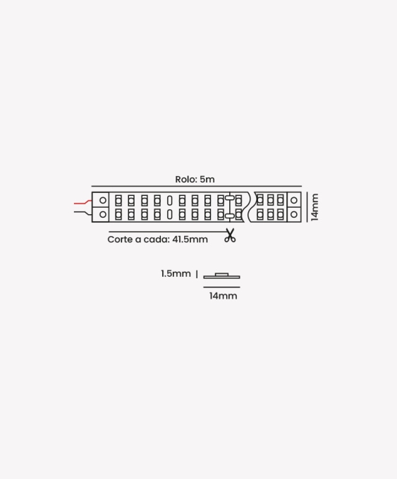Fita de LED Opus 30 watts/m 24V 4000K 384 leds IP20 IRC95 14mm 3800 lumens (Rolo 5 metros) OPS 88200