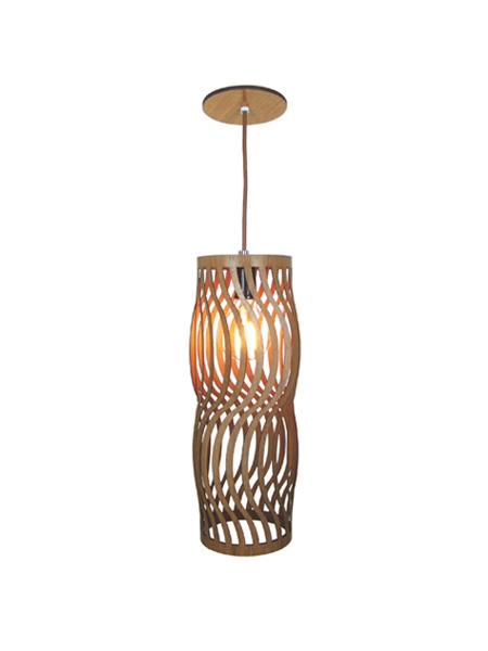 Pendente Classic Lar Ondas Longo 15 Madeira 1L E27 Ø135x440mm 1070
