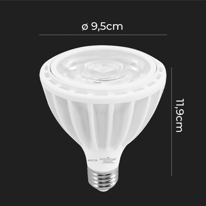 Lâmpada Nordecor Sof Par30 CDMR 28 watts 4000K 36° IRC95 Bivolt Ø95x119mm 1178