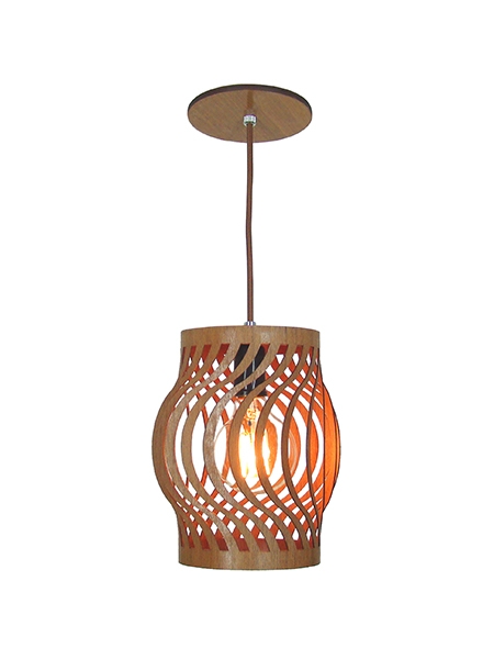Pendente Classic Lar Ondas Pequeno 15 Madeira 1L E27 Ø135x220mm 1069
