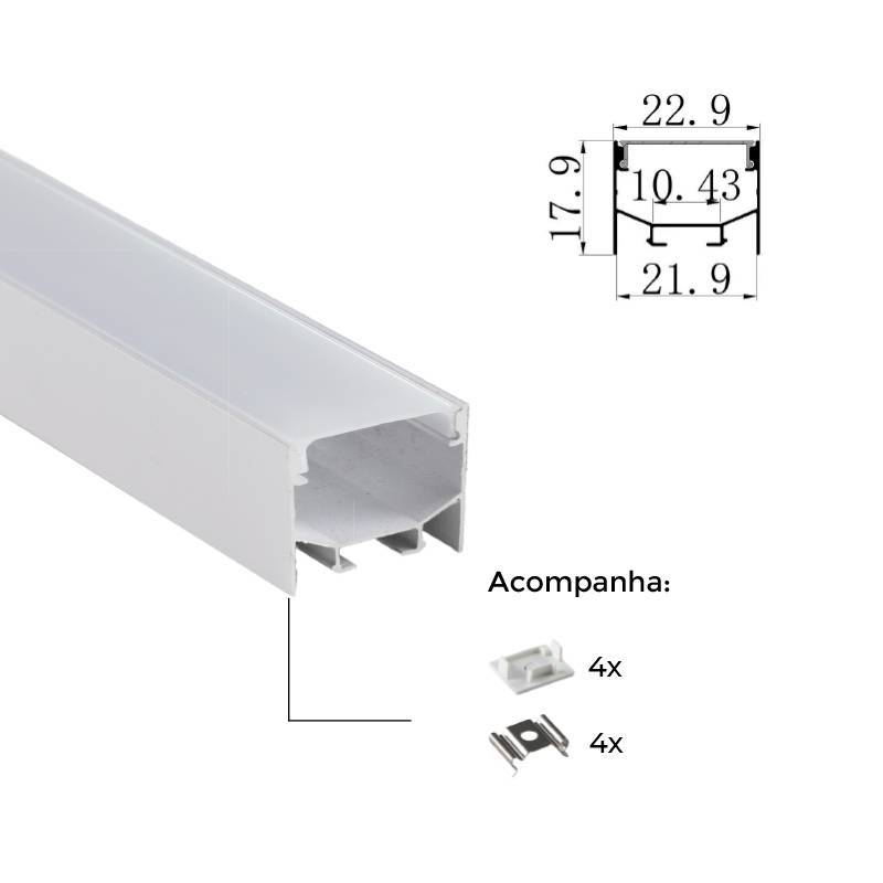 Perfil Sobrepor Nordecor Brise Branco 23x18mm Barra 2 metros 4337
