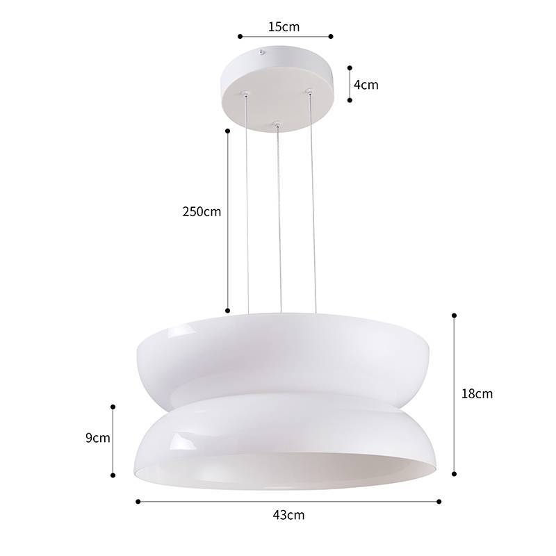 Pendente Nordecor Dommi 20 watts 2700K IRC97 Vidro Branco Ø430x180mm 90003