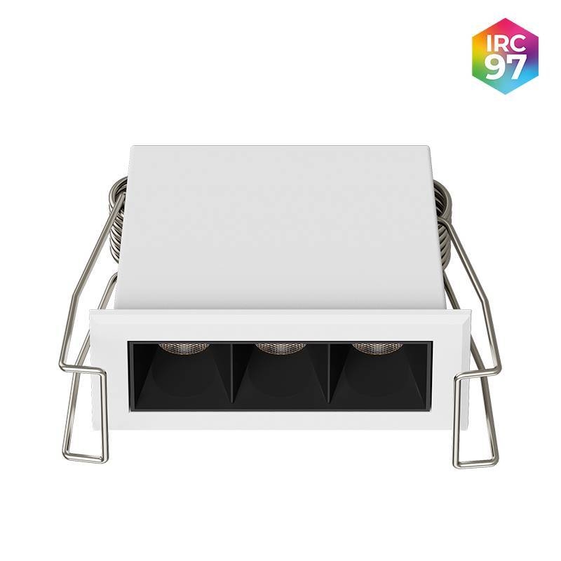 Embutido Nordecor Powerlux 3 Focos 5 watts Branco e Fundo Preto 2700K IRC97 36° Bivolt 62x32x40mm 80004