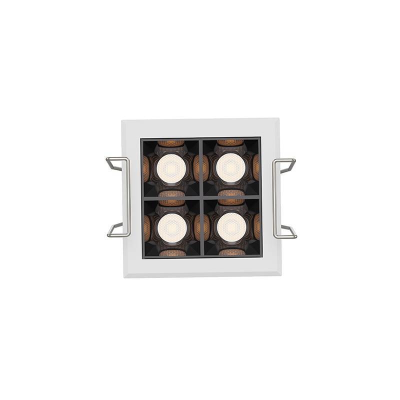 Embutido Nordecor Powerlux 4 Focos 7 watts Branco e Fundo Preto 2700K IRC97 36° Bivolt 52x52x40mm 80013