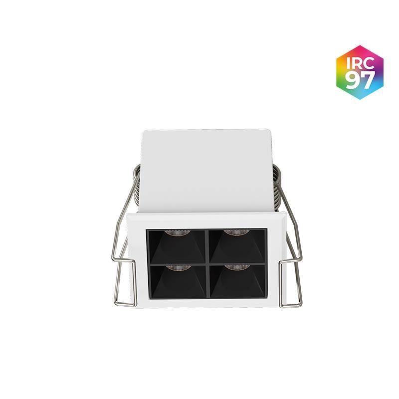 Embutido Nordecor Powerlux 4 Focos 7 watts Branco e Fundo Preto 2700K IRC97 36° Bivolt 52x52x40mm 80013