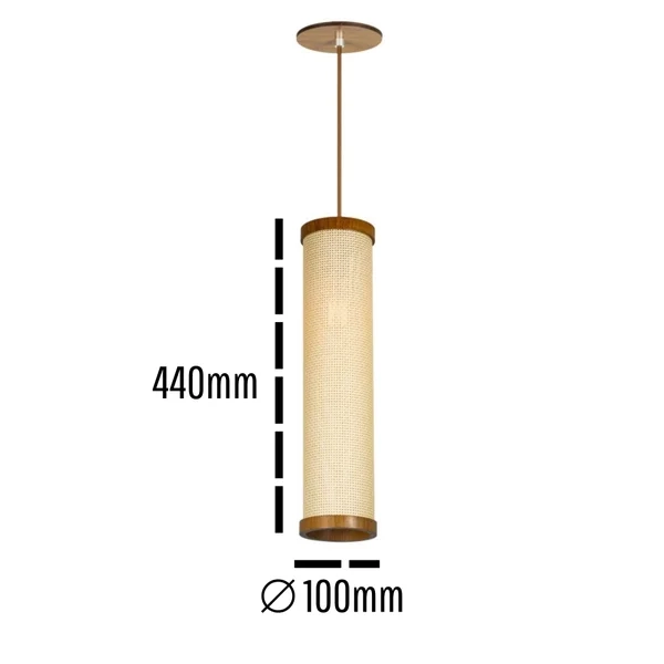 Pendente Classic Lar Palha Leve PL1044 Madeira 1L E27 Ø100x440mm 1252

