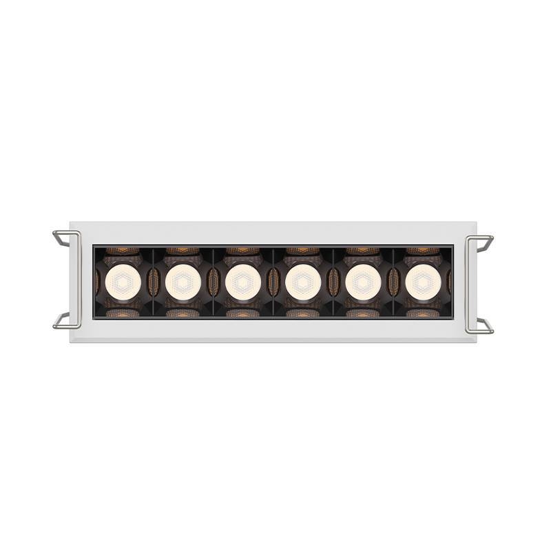 Embutido Nordecor Powerlux 6 Focos 8 watts Branco e Fundo Preto 2700K IRC97 36° Bivolt 109x32x40mm 80007