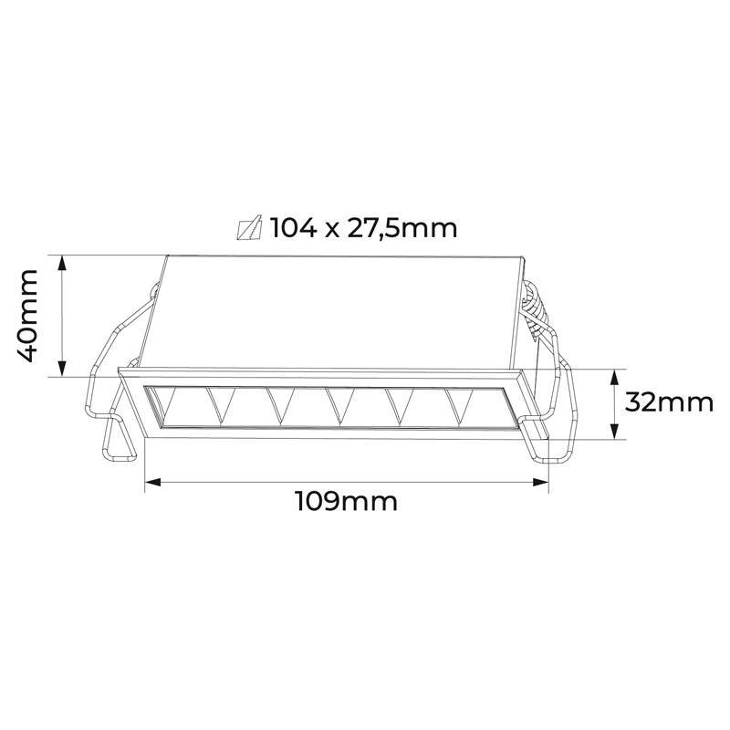 Embutido Nordecor Powerlux 6 Focos 8 watts Branco e Fundo Preto 2700K IRC97 36° Bivolt 109x32x40mm 80007