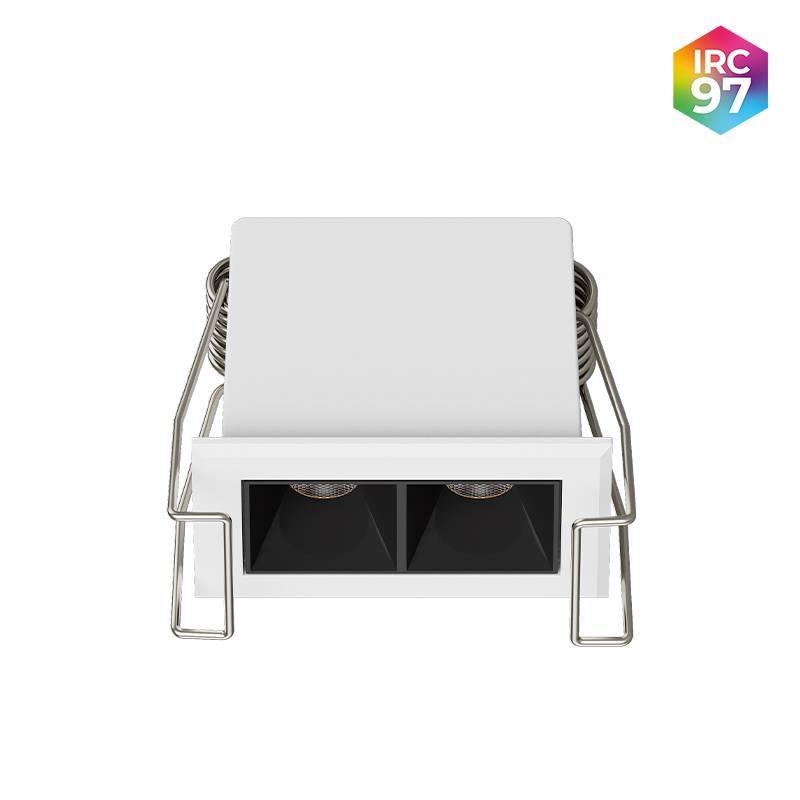 Embutido Nordecor Powerlux 2 Focos 3 watts Branco e Fundo Preto 2700K IRC97 36° Bivolt 52x32x40mm 80001