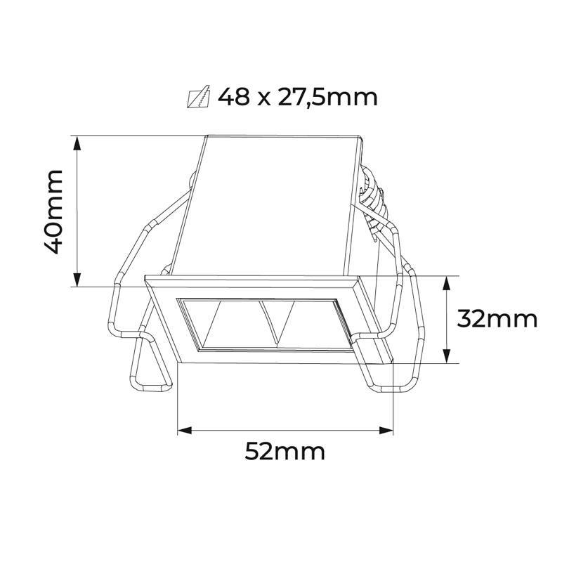 Embutido Nordecor Powerlux 2 Focos 3 watts Branco 2700K IRC97 36° Bivolt 52x32x40mm 80000