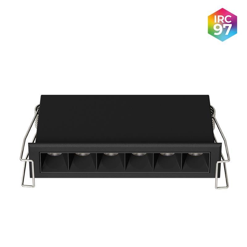 Embutido Nordecor Powerlux 6 Focos 8 watts Preto 2700K IRC97 36° Bivolt 109x32x40mm 80008