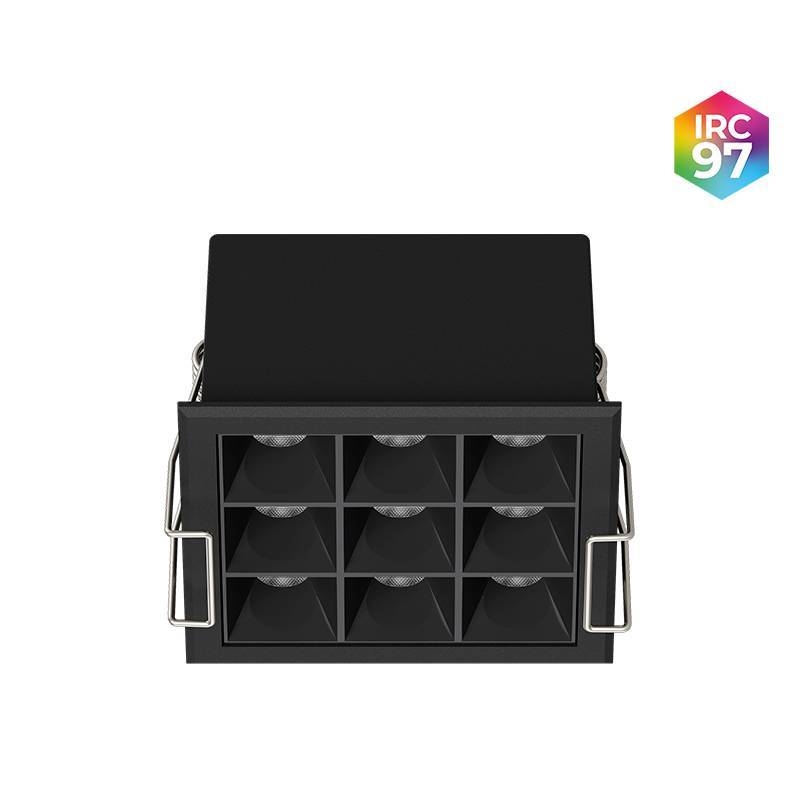 Embutido Nordecor Powerlux 9 Focos 12 watts Preto 2700K IRC97 36° Bivolt 71x71x40mm 80017