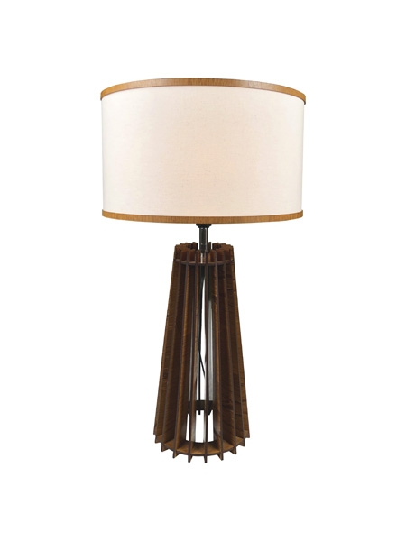 Abajur Classic Lar Spot Madeira e Tecido 1L E27 Ø350x590mm 1017

