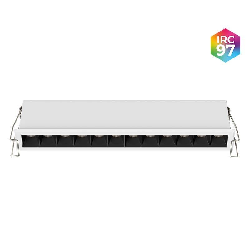 Embutido Nordecor Powerlux 12 Focos 18 watts Branco e Fundo Preto 2700K IRC97 36° Bivolt 109x32x40mm 80010