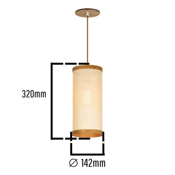 Pendente Classic Lar Palha Leve PL1532 Madeira 1L E27 Ø142x320mm 1160

