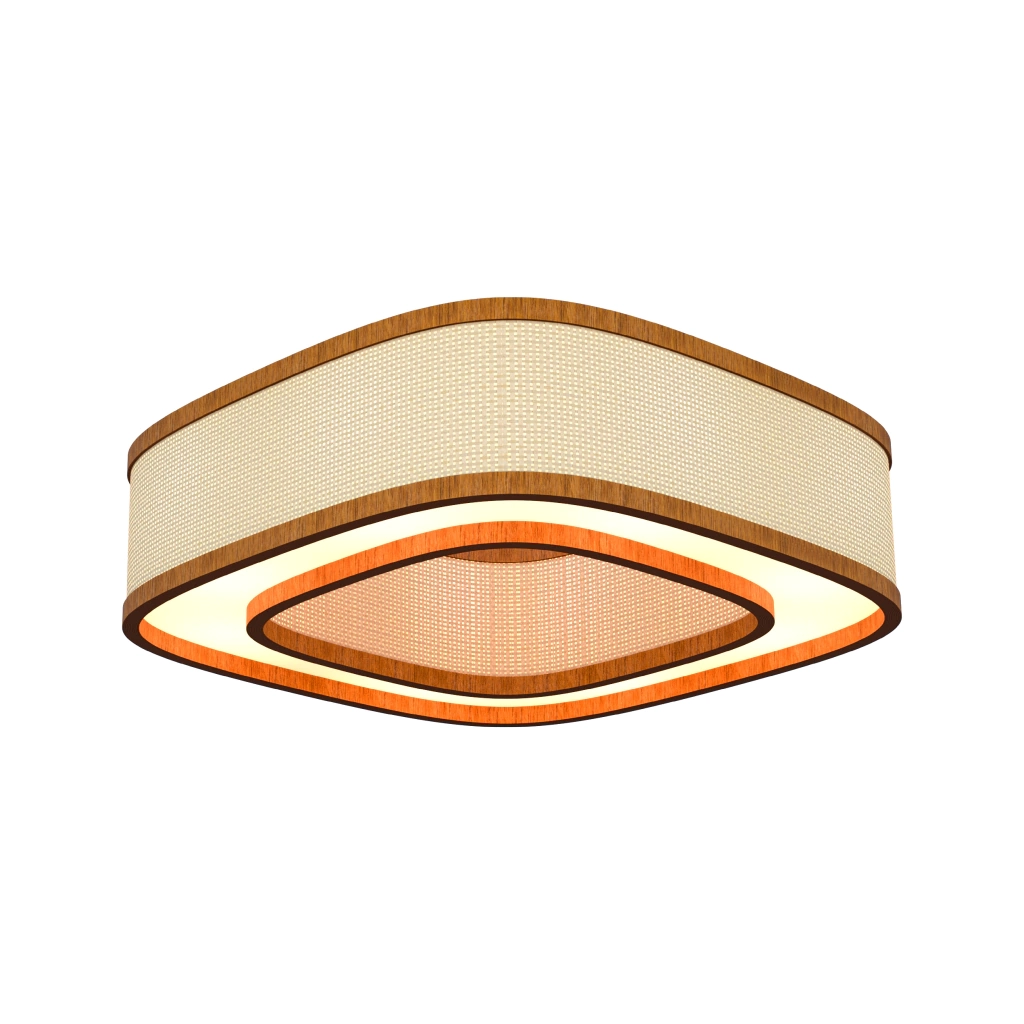 Plafon Classic Lar Palha Leve Anel Lamé PL7017 Madeira 8L E27 Ø700x170mm 1294

