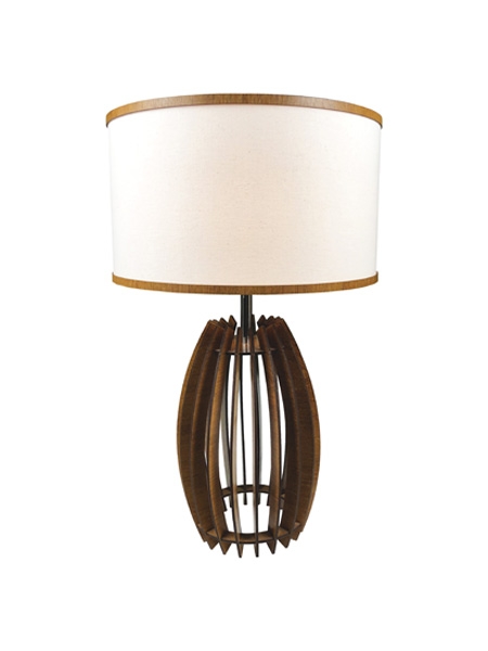 Abajur Classic Lar Tambor Madeira e Tecido 1L E27 Ø350x530mm 1014

