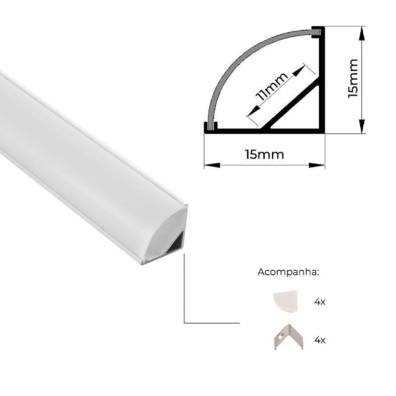 Perfil de Canto Nordecor Aris Branco 15x15mm Barra de 2 metros 4349
