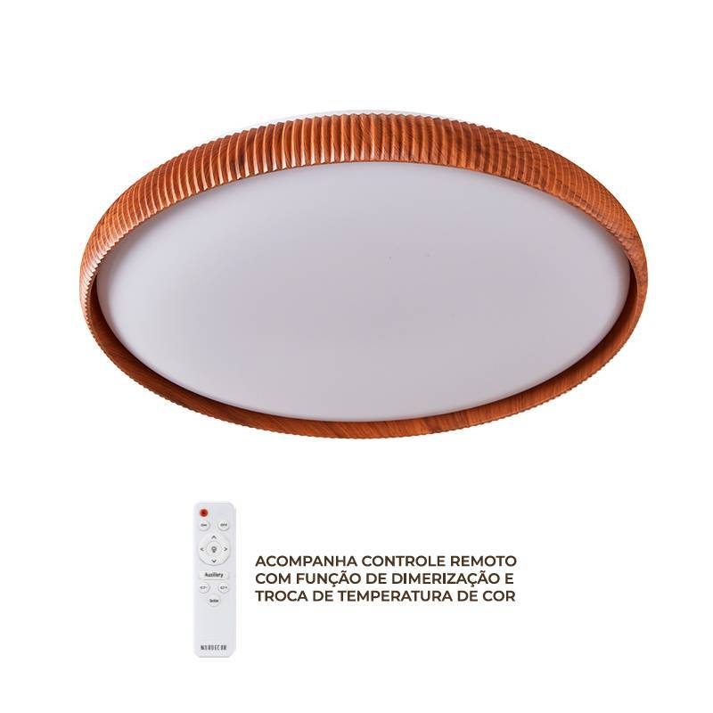 Plafon Nordecor Rond 33 watts Multitemperatura Imbuia Ø520x60mm 90038