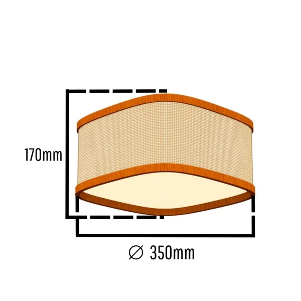 Plafon Classic Lar Palha Leve Lamé PL3517 Madeira 2L E27 Ø350x170mm 1269

