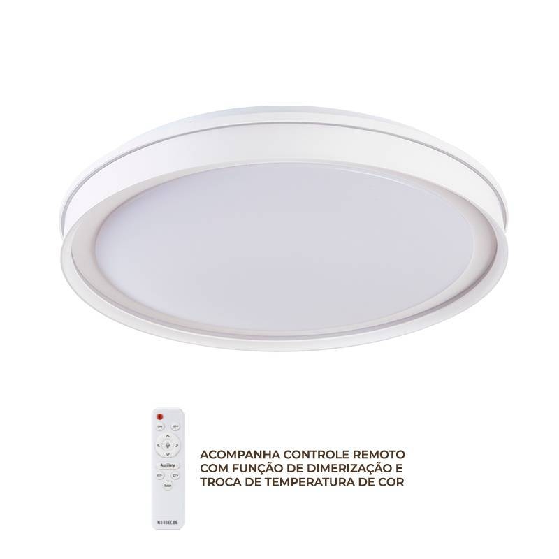 Plafon Nordecor Glyner 33 watts Multitemperatura Branco Ø500x70mm 90034
