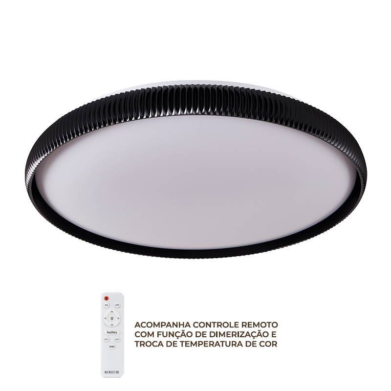 Plafon Nordecor Rond 33 watts Multitemperatura Preto Ø520x60mm 90037