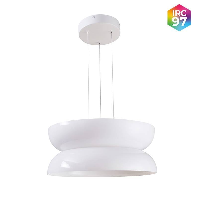 Pendente Nordecor Dommi 20 watts 2700K IRC97 Vidro Branco Ø430x180mm 90003