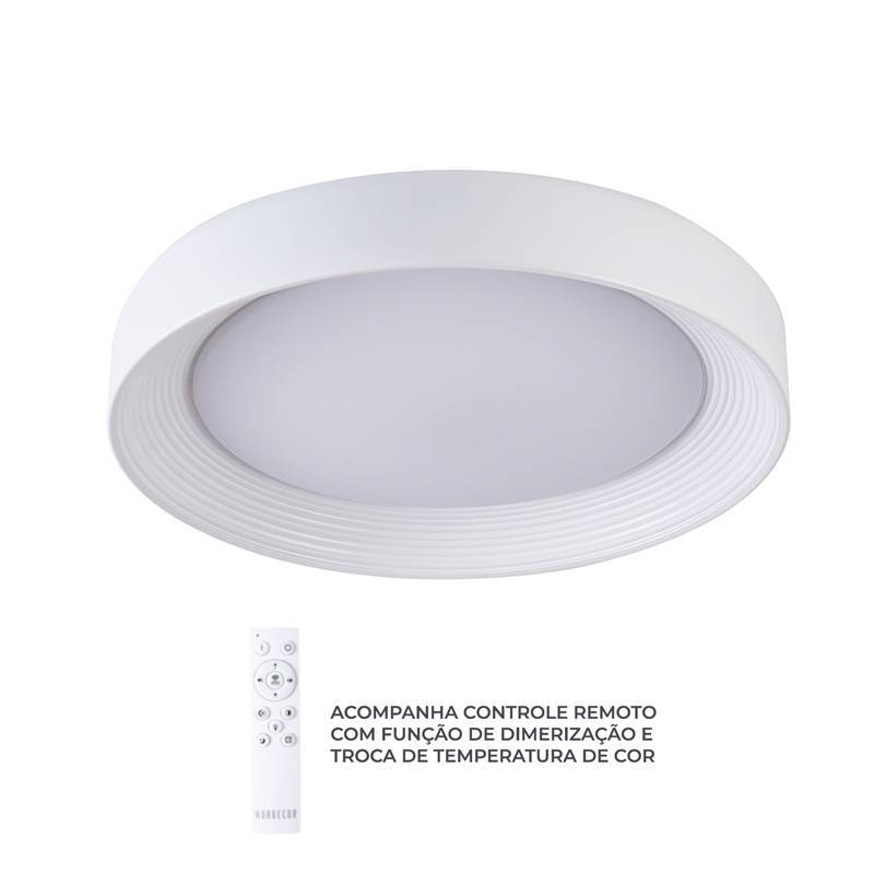 Plafon Nordecor Veta 36 watts Multitemperatura Branco Ø500x105mm 90019
