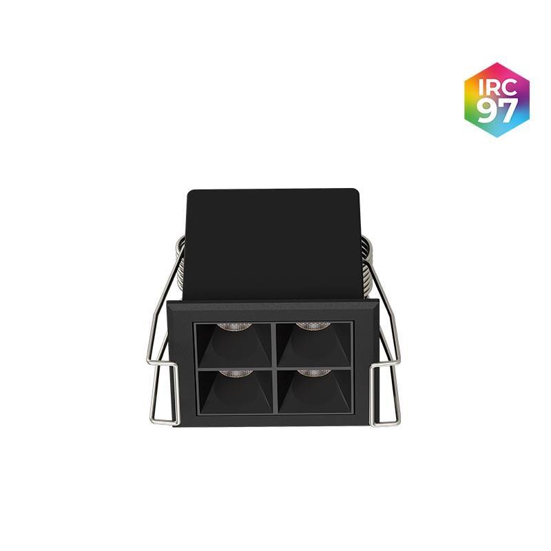 Embutido Nordecor Powerlux 4 Focos 7 watts Preto 2700K IRC97 36° Bivolt 52x52x40mm 80014