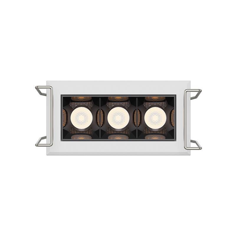 Embutido Nordecor Powerlux 3 Focos 5 watts Branco e Fundo Preto 2700K IRC97 36° Bivolt 62x32x40mm 80004