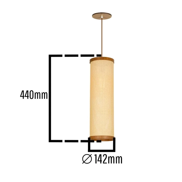 Pendente Classic Lar Palha Leve PL1544 Madeira 1L E27 Ø142x440mm 1161

