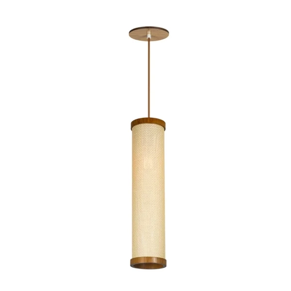 Pendente Classic Lar Palha Leve PL1044 Madeira 1L E27 Ø100x440mm 1252


