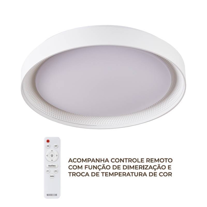 Plafon Nordecor Zyra 33 watts Multitemperatura Branco Ø490x70mm 90032